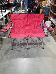lot 3786 image: Red Portable Folding Double Camp Chair