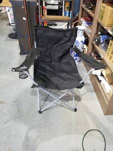 lot 3811 image: Black Folding Camp Chair with Cup Holders