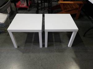 lot 3813 image: White Square Side Tables Set of Two