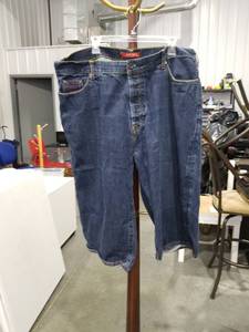 lot 3863 image: Ed Hardy Skull Embroidered Button Fly Jean Shorts Size 44