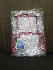 lot 3888 image: Clear PVC Transparent Backpack with Red Trim