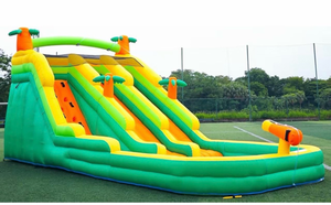lot 18655 image: 20FT Oxford Inflatable Water Slide Waterslides for Kids and Adults Rainforest Style Water Slide Bounce House and Swimming Pool Wet Dry Use Summer Fun Water Park for Outdoor-Including Blower - Retail $629