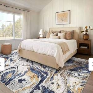 lot 18671 image: Garvee Cloud Ink Modern Abstract Washable Area Rug - 9x12 - Blue - Retail $179