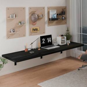 lot 18675 image: IAE Wall Mounted Folding Table with Pine Wood,60 x 16 Floating Wall Desk,Laundry Folding Table with Shelf Brackets,Fold Down Desk Shelf,Folding Workbench for Home,Dining,Laundry Room,Kitchen,Black - Retail $189