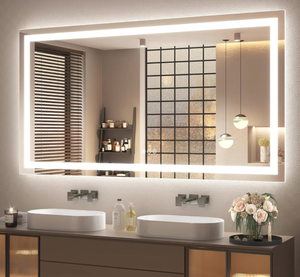lot 18687 image: Led Bathroom Mirror 60x36, Large Illuminated Dimmable Vanity Mirror with Lights, Backlit and Front Lighted Makeup Mirror for Wall, Anti-Fog, Shatter-Proof, ETL Listed (HorizontalVertical) - Retail $309