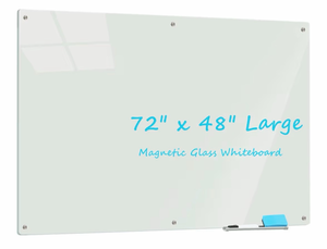 lot 18694 image: Glass Whiteboard 6 x 4, Magnetic Glass Dry Erase Board Frameless Wall Mounting, Large White Board for Office Home & School - Retail $249