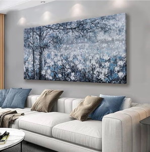 lot 18695 image: HXSRQ FA ART Canvas Wall Art Modern Wall Decor 29x58 Inches Large Wall Art Blue And White Tree Flower Landscape Picture Artwork For Bedroom Home Office - Retail $149