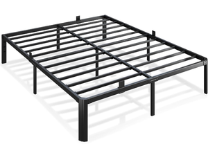 lot 18696 image: Metal Bed Frame King Size, 14 Inch 3500 lbs Heavy Duty Platform Bed Frames Steel Slats Noise Free No Box Spring Needed, Easy Assemble Sturdy Bedframe with Storage and Mattress Retainers - Retail $99