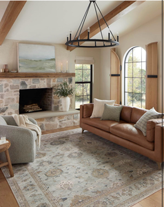 lot 18701 image: Loloi Magnolia Home by Joanna Gaines Millie Collection MIE-02 SkyGold 9-6 x 13-1, .25 Pile Height, Area Rug - Retail $779