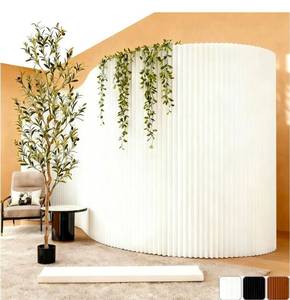 lot 18720 image: Paper Room Divider Wall Folding Accordion, Modern Retractable Partition Privacy Screen, Decorative White Short Divider for Office Studio Living Bedroom Dorm Exhibition Display - looks new but corner damage from shipping.  - Retail $719