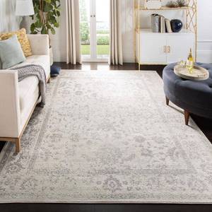 lot 18723 image: SAFAVIEH Adirondack Wyatt Traditional Distressed Area Rug  IvorySilver  10  x 14  - X-Large - Transitional Modern Design  Ivory & Silver  Ideal for Living Room  Bedroom  Dining Space - Retail $254