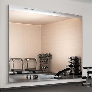 lot 18725 image: brisafe 71 x 80 (2 pcs 71 x 40) full-length wall mirror - ultra-light, Shatterproof nanotechnology material, Easy Install- gym, dance studio, home - Retail $398