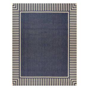 lot 18726 image: Paseo Kiano NavySand 6 ft. x 9 ft. Striped Border IndoorOutdoor Area Rug - Retail $174