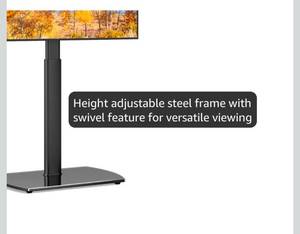 lot 18730 image: YOMT Universal TV Floor Stand with Mount for 27-70 Inch LCD LED OLED TVs, Swivel Height Adjustable Tall TV Stand, Space Saving Design for Corner Bedroom Living Room, Black - Retail $69