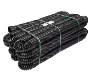 lot 107 image: FLEX Drain Pro 4 in. x 100 ft. Black Copolymer Solid Drain Pipe Retails $116