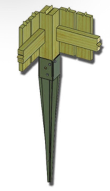 lot 232 image: MiTek� 28-116 x 4 Green Steel Speedpost Fence Post Connector
