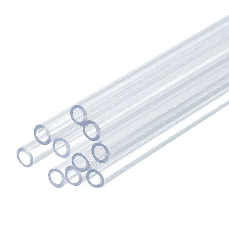 lot 30252 image: uxcell 10 Pcs Clear Plastic Rigid Tubing 2mm ID x 3mm OD, 0.5 Meters Length Round Polycarbonate Tubing for Aquarium Water Pipe, Water Cooling System, Plumbing - Retail $14