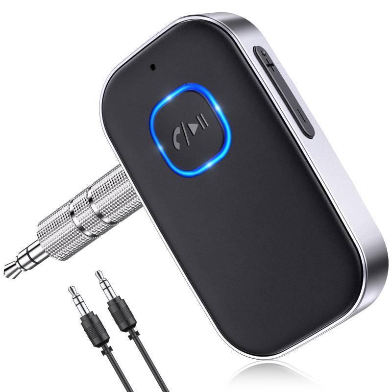 lot 30258 image: COMSOON Bluetooth Receiver for Car, Noise Cancelling 3.5mm AUX Bluetooth Car Adapter, Wireless Audio Receiver for Home StereoWired Headphones, Hands-Free Call, 16H Battery Life - BlackSilver - Retail $48