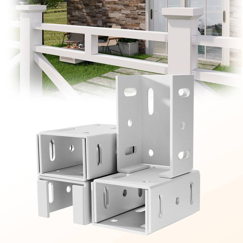 lot 33144 image: Aluminum Fence Bracket for Vinyl Fencing,Fence Bracket Used for Connecting Panel to Post,Vinyl Fence Brackets Fit 2.75in Rails,Heavy Duty Metal Fence Bracket Vinyl Fence Parts(6Pcs & 60screws) - Retail $21