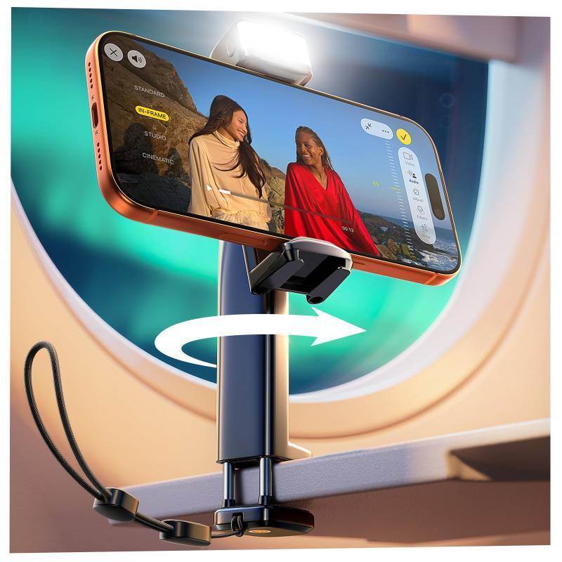 lot 33542 image: LISEN Airplane Travel Essentials (LED) Phone Stand Holder for Desk Cruise Ship Essentials 2026 Mount Airplane Gadgets Women Men Long Flight Accessories Photographic Lighting Flash Tubes Kids Gifts - Retail $14