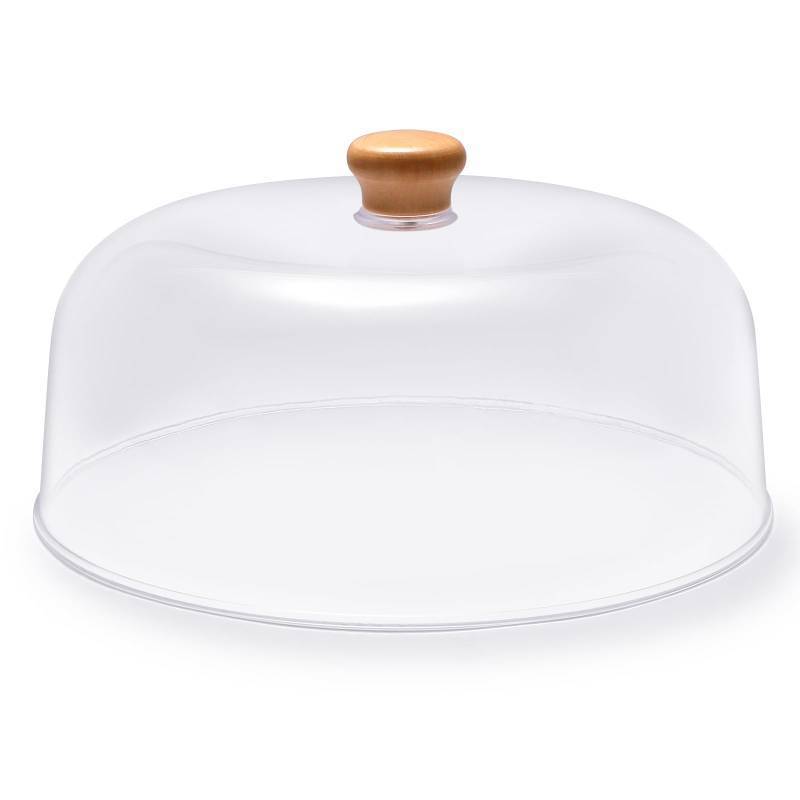 lot 33004 image: 11-inch Plastic Acrylic Cake Dome Cover, Suitable for Cake Stand Plates Transparent Cake Cover(Wood Handle) - Retail $23