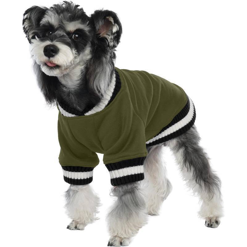 lot 42465 image: FUAMEY Dog Pullover Sweatshirt Dog Winter Sweaters Warm Dog Clothes Dog Vest Thick Puppy Pullover Soft Pet Fleece Sweater Cute Doggie Boy Girl Outfit for Small Medium Dogs Green S - Retail $27