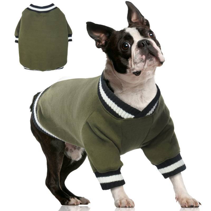 lot 42466 image: FUAMEY Dog Pullover Sweatshirt Dog Winter Sweaters Warm Dog Clothes Dog Vest Thick Puppy Pullover Soft Pet Fleece Sweater Cute Doggie Boy Girl Outfit for Small Medium Dogs Green M - Retail $29