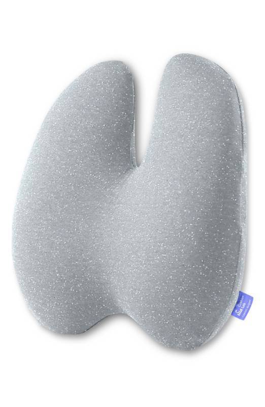lot 22939 image: Cushion Lab Extra Dense Lumbar Pillow - Patented Ergonomic Multi-Region Firm Back Support for Lower Back Pain Relief - Lumbar Support Cushion wStrap for Office Chair  Car  Sofa  Plane - Light Grey - Retail $72