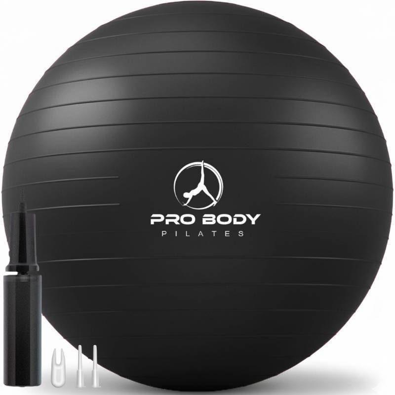 lot 33042 image: ProBody Pilates Exercise Ball - Multiple Sizes Gym Grade Balance Ball for Fitness, Workout, Pregnancy & Physical Therapy, Stability Yoga Ball Chair (Black, 85 cm) - Retail $36