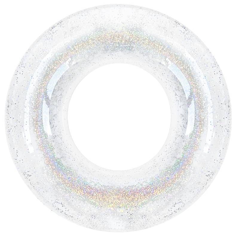 lot 42350 image: Polita Pool Float, Pool Floats Kids Summer Glitter Pool Tube with Confetti,Tube Pool Toys Beach Party, Transparent Inflatable Floating Tubes for Adults and Kids(Silver)