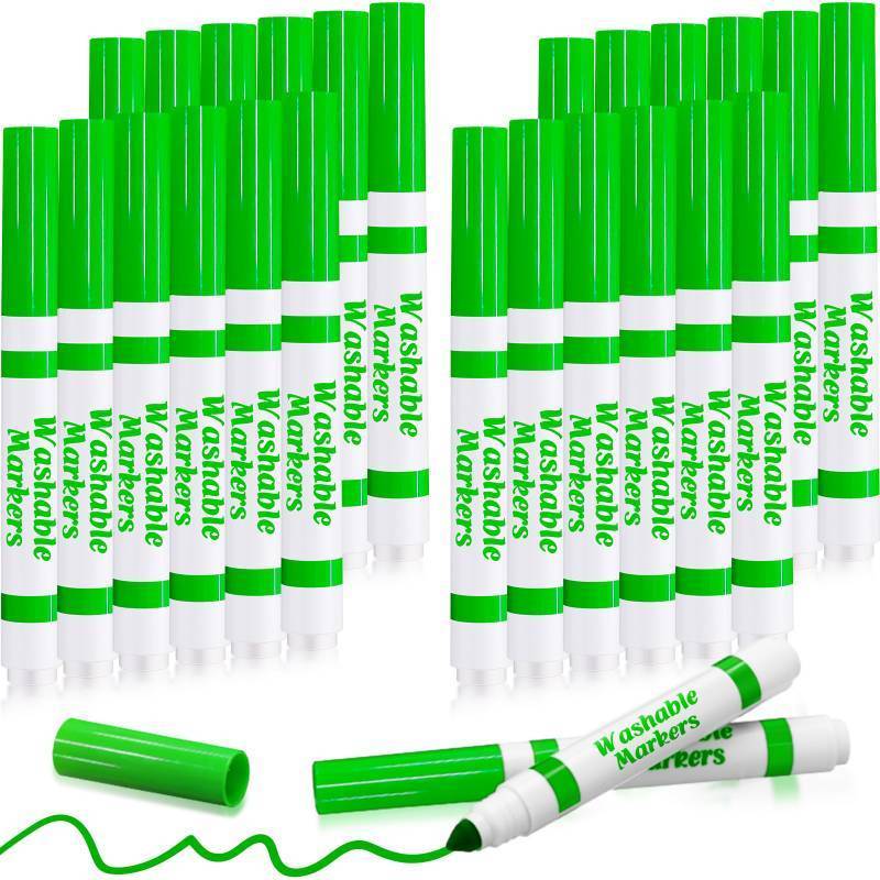 lot 30279 image: Janlaugh 24 Pcs Washable Markers Bulk Broad Line Markers Coloring Conical Tip Large pens for Kids art projects, Teachers, Students, Toddlers, Party Favors, Classrooms, Donations(Light Green) - Retail $10