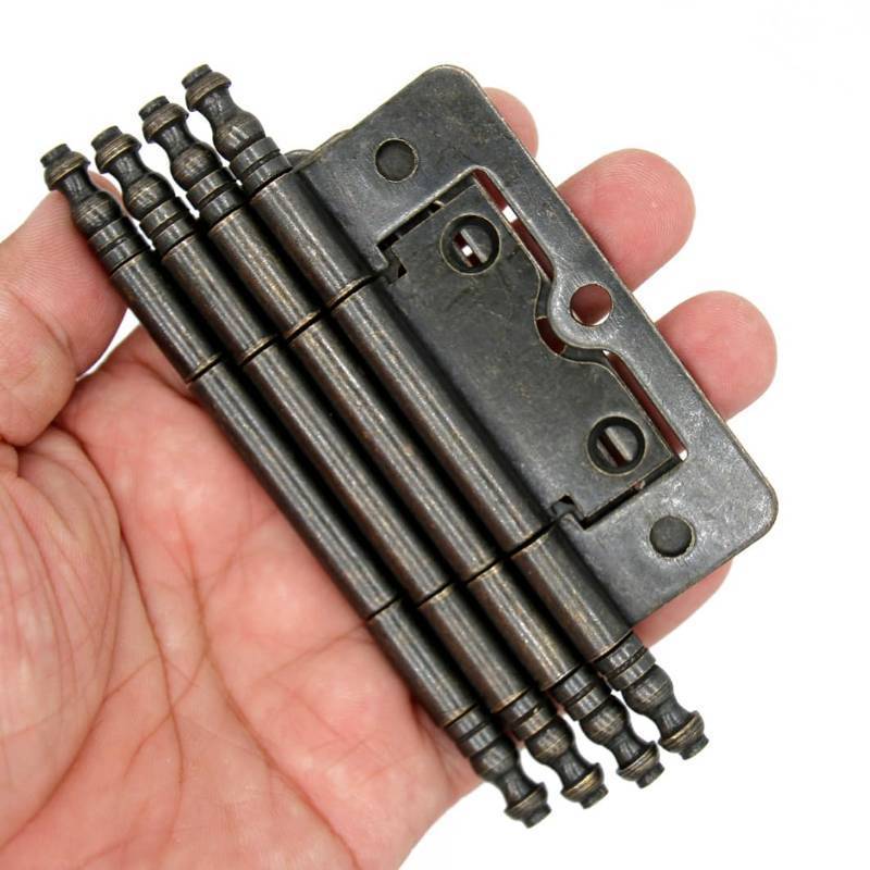 lot 30335 image: 4 PCs Antique Bronze Flap Hinges with Lengthened Axis - Vintage Style Hinges for Door Wooden Chest Cabinet - Plate Length of 3 (76 mm), Large Size - Retail $16