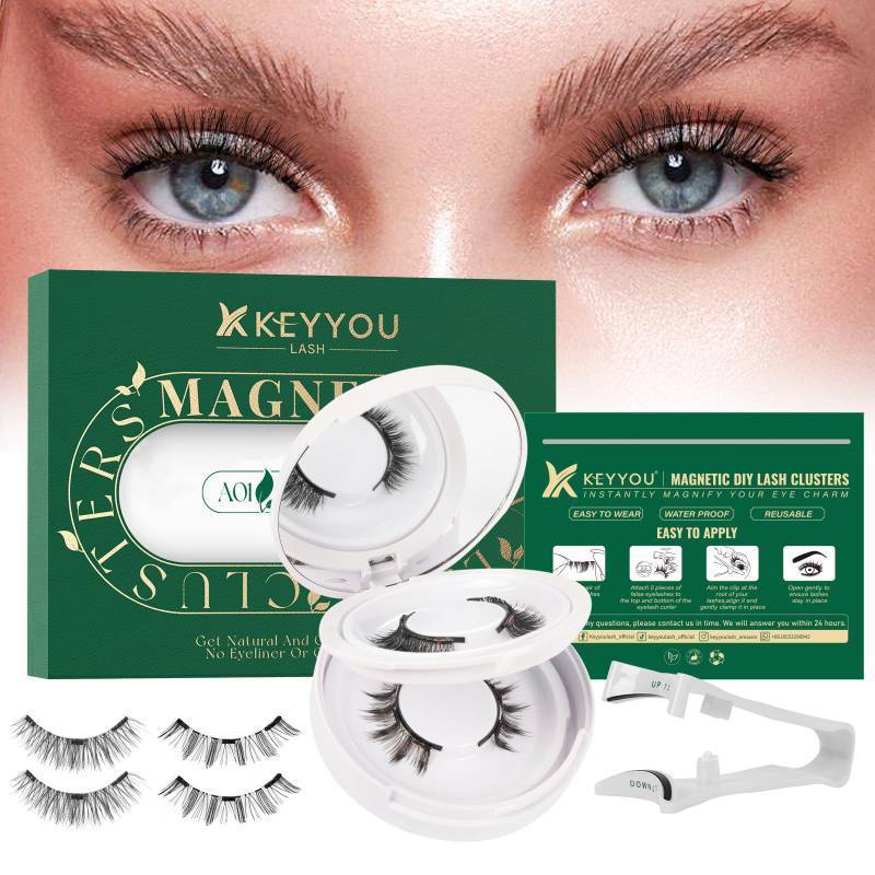 lot 30337 image: KEYYOU Daily Wear Reusable Magnetic Eyelashes 2 Pair with Applicator No Glue Needed 3D Natural Magnetic Lashes, Easy to Apply & Long Lasting for Daily Use & Events(A01A04) - Retail $10