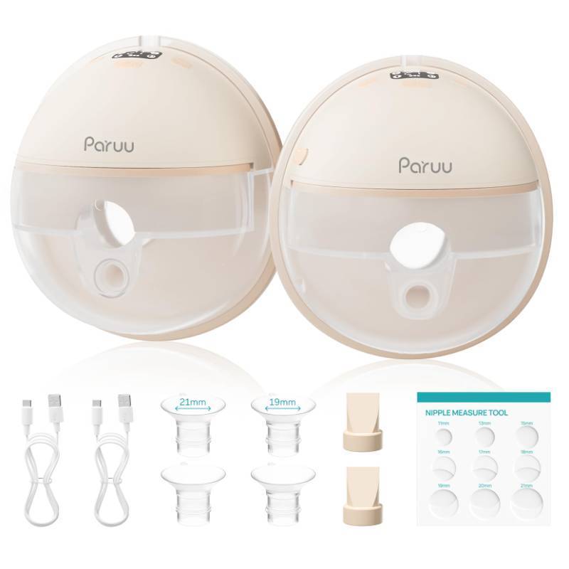 lot 32315 image: Paruu Hands Free Breast Pump P16, Wearable Breast Pump Electirc Portable with 4 Modes & 12 Levels, Max 309mmHg Strong Suction 192124mm Flange Inserts Wearable Breastfeeding Pump, 2 Pack Nude - Retail $54