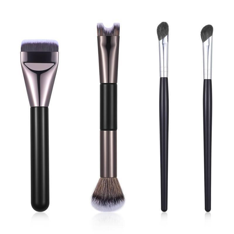 lot 33650 image: MBAIYO Nose Contour Brush,2-In-1 U-Shaped Fluffy Nose Define Applicator Set for Sculpting Defining Highlighting Suitable Beginners Professionals 4Pcs