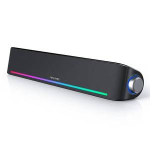 lot 17071 image: Computer Speakers, Hi-Fi Sound Quality Computer Sound Bar, Bluetooth 5.0 & 3.5mm Wired PC Speakers with 4 Dynamic Lighting Modes, USB Powered Speakers for PC, Desktop, Laptops, Phones, Monitors, Xbox - Retail $50