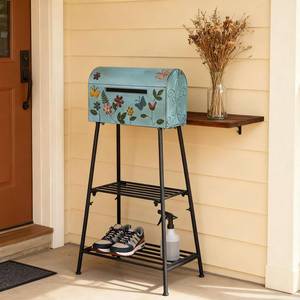 lot 23165 image: Mailboxes for Outside with Stand,Metal Mailbox and Stand Combination - Decorative Mailbox for Parcels, Envelopes & Garden Storage - Retail $90