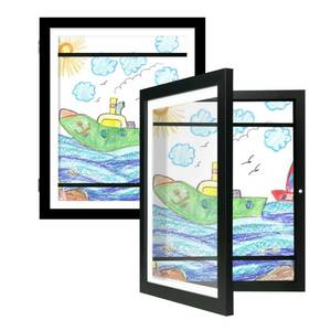 lot 23166 image: Kids Art Frames 10x12.5 Set of 2 - Front Opening Childrens Picture Frame Changeable, Wood Artwork Display Storage for Wall Mount, Magnetic Door Holds 50 Art Pieces for Drawings, 3D Picture, Crafts, Portfolio, Black