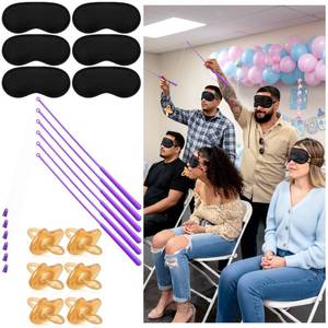 lot 23176 image: Tasdurian 6 Set Baby Shower Games Fishing The Pacifier Blindfolds Feeding Games Funny Baby Shower Gender Reveal Party Game Bridal Showers for Guest Wedding Party(The Pacifier Is Not Magnetic) (Purple) - Retail $18
