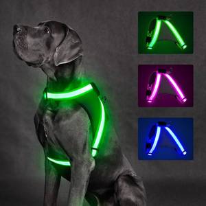 lot 23190 image: ChalkLit Light Up Dog Harness, No Pull Led Dog Harness Glow-in-The-Dark for Night Walking, USB Rechargeable Lighted Safety Vest for Medium Large Dogs, Adjustable Soft Mesh Fully Illuminated(Green, L) - Retail $24