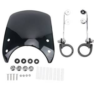 lot 23200 image: Motorcycle Windshields, Motorcycle Windshield Headlight Fairing 180° Adjustable Universal for 1.5-1.6in Front Fork(Black) - Retail $38