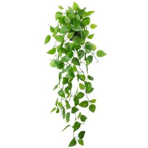 lot 23208 image: LOYWREE Small Fake Hanging Plant Artificial Potted Plants for Indoor Outdoor Aesthetic - 39in Realistic Faux Hanging Pothos with Ivy Vine for Shelf Decor in Home Office Gardens Greenery (Black Pot) - Retail $9