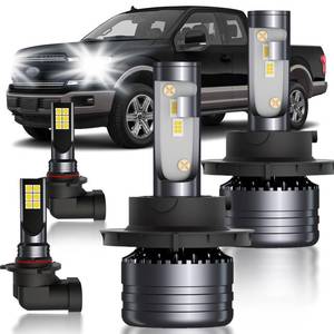 lot 24571 image: for Ford F150 2004-2014 LED Bulbs Combo, 4pcs Super Bright White High Low Beam and Fog Lights LED Blubs Package - Retail $60