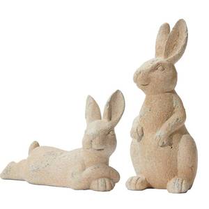 lot 24573 image: DN DECONATION Easter Decorations Bunny Mom & Babies Figurine Farmhouse Spring Decor, Resin Easter Bunny Sculpture for Tabletop, Shelf Mantel - Vintage Home & Garden Decor Accent - 7.09 Light Brown