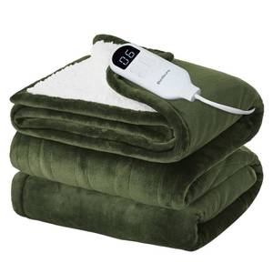 lot 24587 image: Bedsure Electric Blanket Twin with Preheat Function - Soft Flannel Heated Blanket Twin Size, Fast Heating with 6 Time Settings (Up to 10H) & 6 Heat Settings, Gifts for Grandma (62x84, Olive Green) - Retail $58