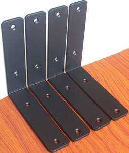 lot 24591 image: 2 Brackets L 6 x H 6 x W1.5, 5mm Thick Black L Shelf Bracket, Iron Shelf Brackets, Metal Shelf Brackets, Floating Shelf, Shelf Supports with Screws - Retail $13