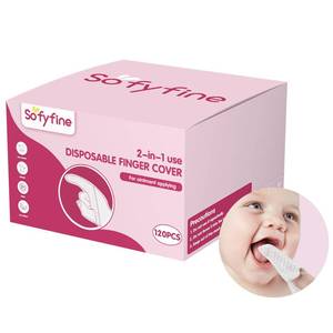 lot 24610 image: SOFYFINE 60 Counts Baby Tongue Cleaner and Oral Teeth Finger Toothbrush, Mouth and Gum Dry Wipes,for Newborn,0-24 Months Infants,Toddlers - Retail $13