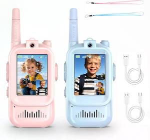 lot 24615 image: Video Walkie Talkies for Kids 2 Pack Fun Toys for Camping Hiking Travel Rechargeable Long Range Kids Toy Gift for Boys & Girls Ages 3-12 - Retail $18
