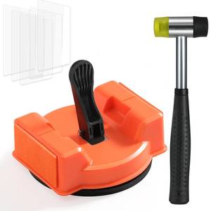 lot 24617 image: Heavy Duty Floor Gap Fixer Tool with Rubber Mallet, Laminate Flooring Tools with Enhanced Suction Cup & 5 PCS Sticky Pads for Wood Floor, Laminate, Vinyl Plank, Hardwood - Retail $17