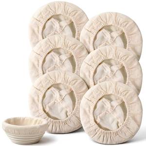 lot 30636 image: Fanfanwin 6 Pcs 5 Inch Banneton Bread Proofing Basket Cloth Liner, Mini Round Natural Rattan Banneton Liner Cloth, Reusable Baking Dough Basket Covers for 5 Inch Round Bowls Sourdough Bread Baking - Retail $10